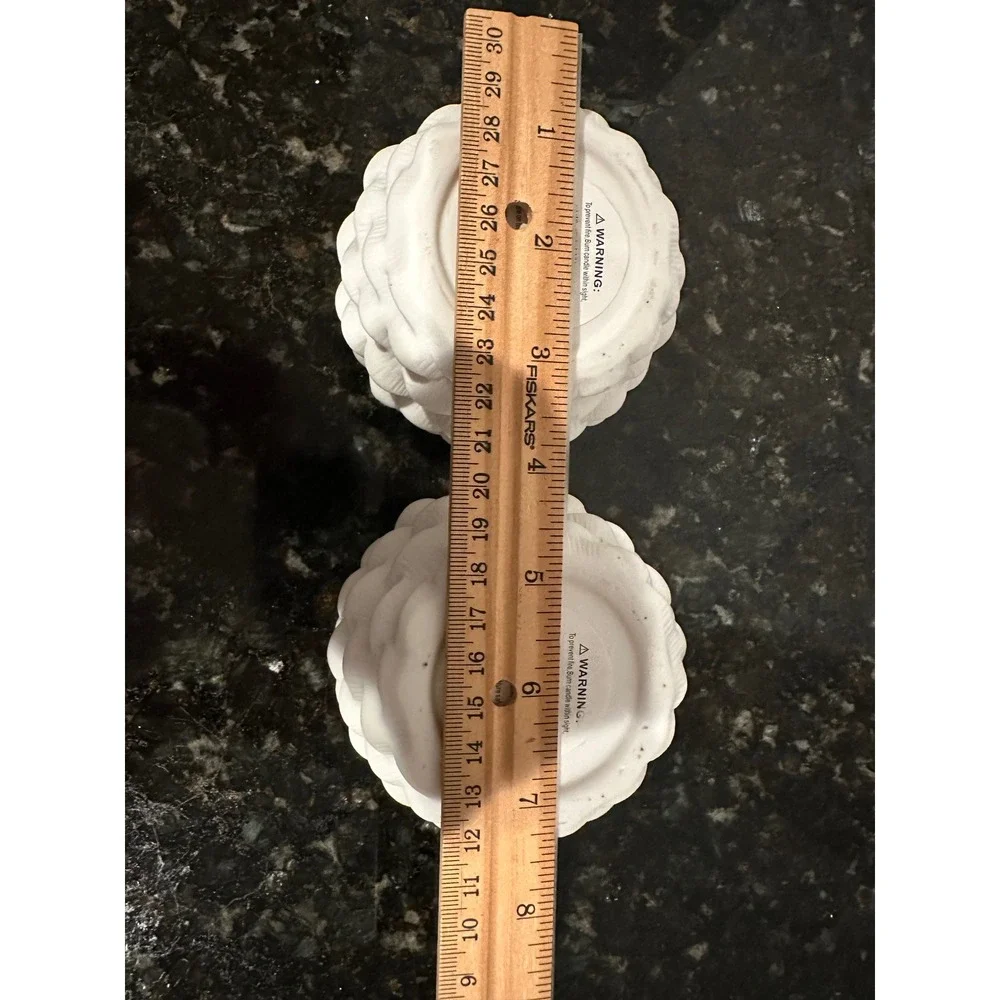 2 White Ceramic Pinecone Shaped Votive Holders